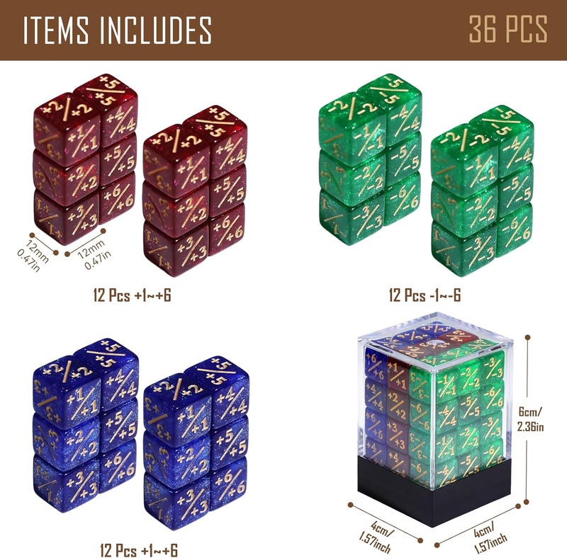 FIGURESLAB Store 36PCS 12mm MTG Life Counters Dice Set with Box, Small MTG Tokens Loyalty 6 Sided Dice for Magic The gatering Accessories, Compatible with TCG CCG Magic Card Gaming Accessories - Image 2